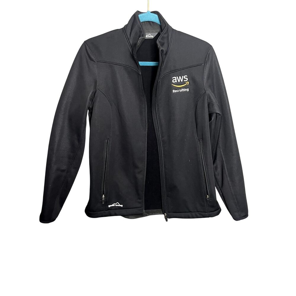 Eddie Bauer Amazon Jacket Mens S Employee Black Logo AWS Pockets Rare